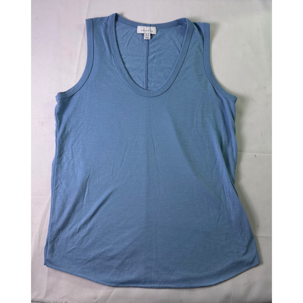 Topshop Women's Blue V-Neck Sleeveless Tank Top Shirt US 8 Summer Casual Basic
